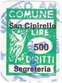 Marca da Bollo del Comune di SAN CIPIRELLO su Carta Bianca di dimensioni 17 x 23 mm