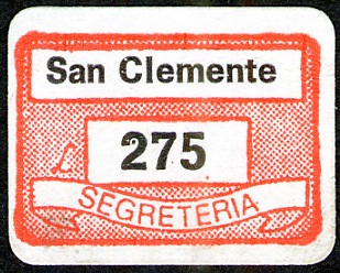 Marca da Bollo del Comune di SAN CLEMENTE su Carta Bianca di dimensioni 20,5 x 14 mm