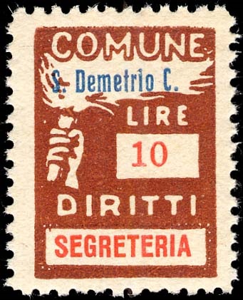 Marca da Bollo del Comune di SAN DEMETRIO CORONE su di dimensioni 18 x 25 mm