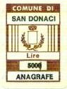 Marca da Bollo del Comune di SAN DONACI su Carta Bianca di dimensioni 18 x 26 mm