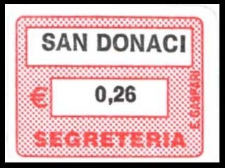 Marca da Bollo del Comune di SAN DONACI su Carta Bianca di dimensioni 20 x 15 mm
