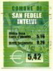 Marca da Bollo del Comune di SAN FEDELE INTELVI su Carta Bianca di dimensioni 21 x 30 mm