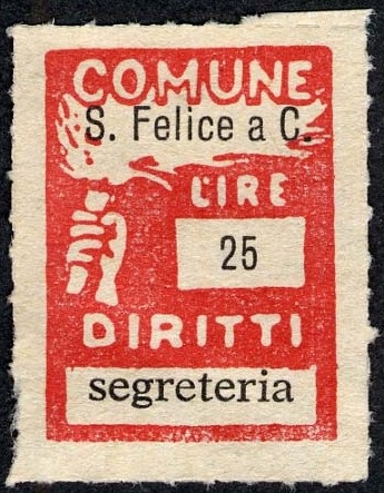 Marca da Bollo del Comune di SAN FELICE A CANCELLO su Carta Bianca Sottile di dimensioni 18 x 25 mm