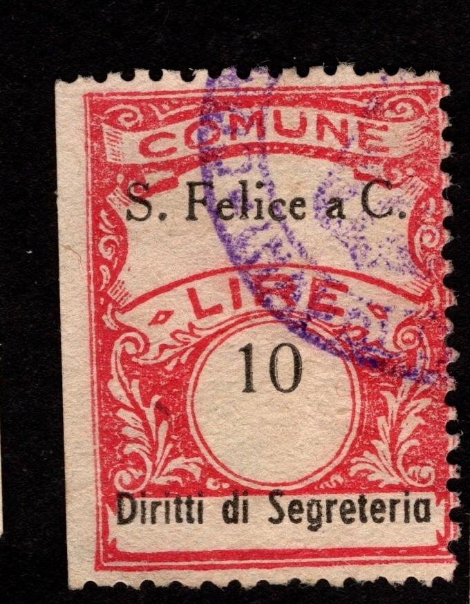 Marca da Bollo del Comune di SAN FELICE A CANCELLO su Carta Bianca Sottile di dimensioni 22 x 29 mm