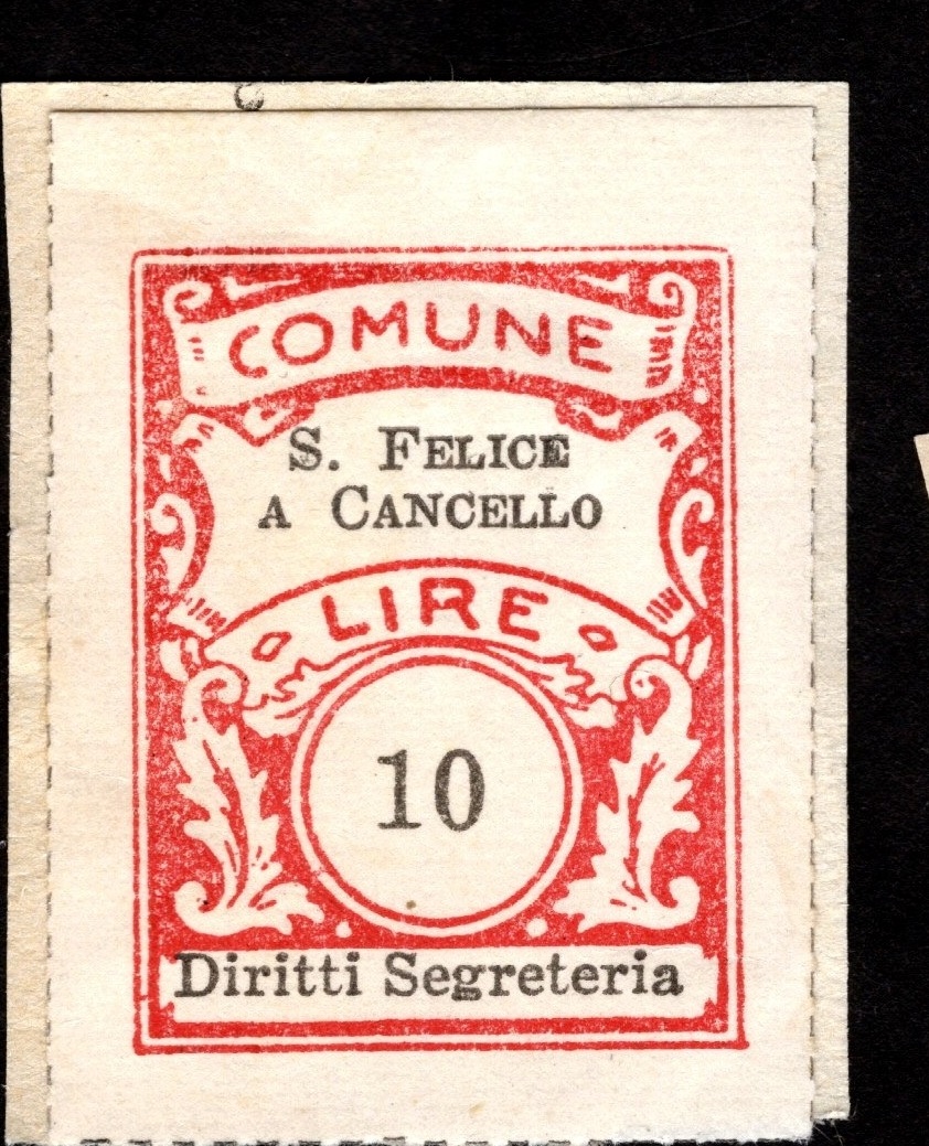 Marca da Bollo del Comune di SAN FELICE A CANCELLO su Carta Bianca Sottile di dimensioni 21 x 29 mm