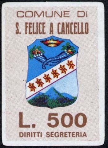 Marca da Bollo del Comune di SAN FELICE A CANCELLO su Carta Bianca di dimensioni 20 x 29 mm