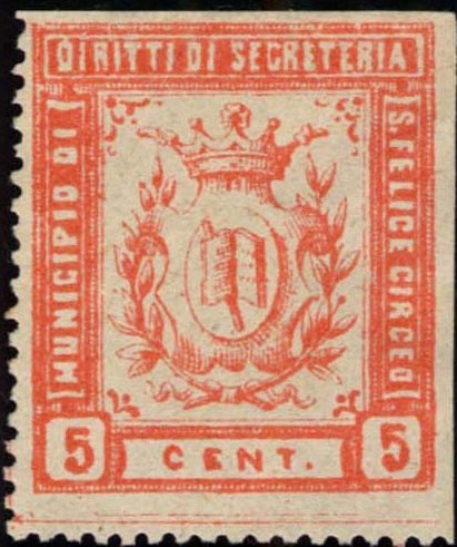Marca da Bollo del Comune di SAN FELICE CIRCEO su Carta Bianca di dimensioni 25 x 29,5 mm
