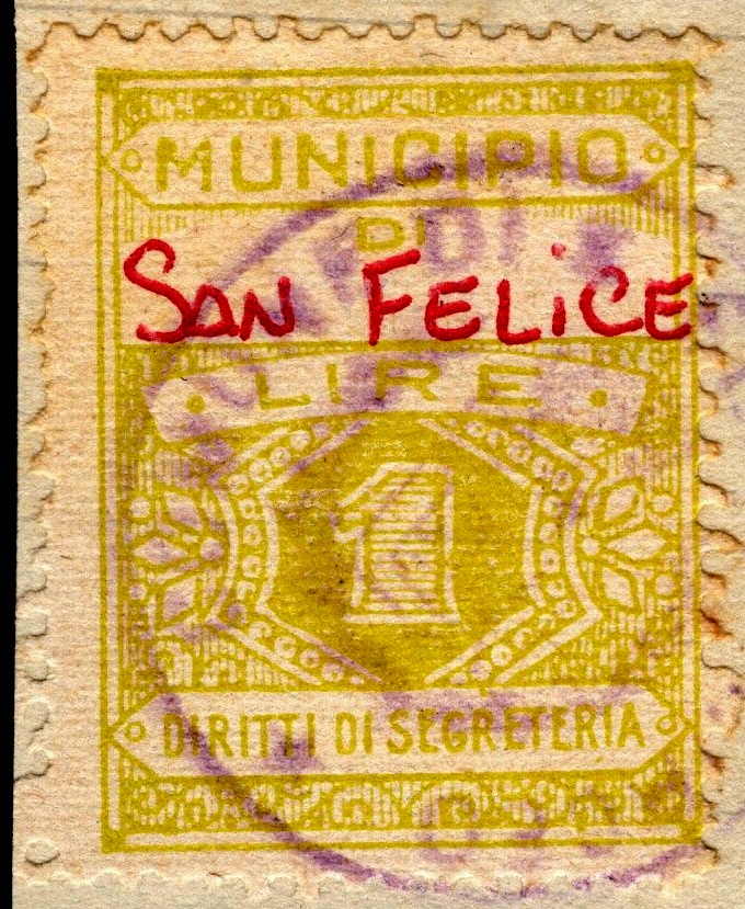 Marca da Bollo del Comune di SAN FELICE CIRCEO su Carta Bianca di dimensioni 23 x 29 mm