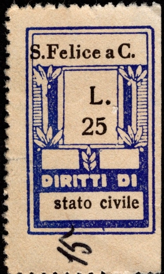 Marca da Bollo del Comune di SAN FELICE CIRCEO su Carta Bianca di dimensioni 22 x 30 mm