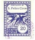 Marca da Bollo del Comune di SAN FELICE CIRCEO su Carta Bianca Sottile di dimensioni 22 x 29 mm