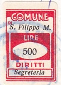 Marca da Bollo del Comune di SAN FILIPPO DEL MELA su Carta Bianca di dimensioni 17 x 23 mm