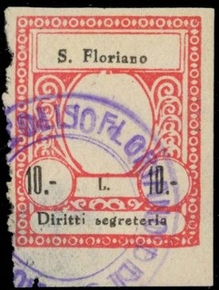 Marca da Bollo del Comune di SAN FLORIANO DEL COLLIO su Carta Bianca di dimensioni 23,5 x 29,5 mm