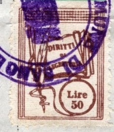 Marca da Bollo del Comune di SAN GEMINI su Carta Bianca Sottile di dimensioni 18,5 x 26 mm