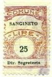 Marca da Bollo del Comune di SANGINETO su Carta Bianca Sottile di dimensioni 22 x 29 mm