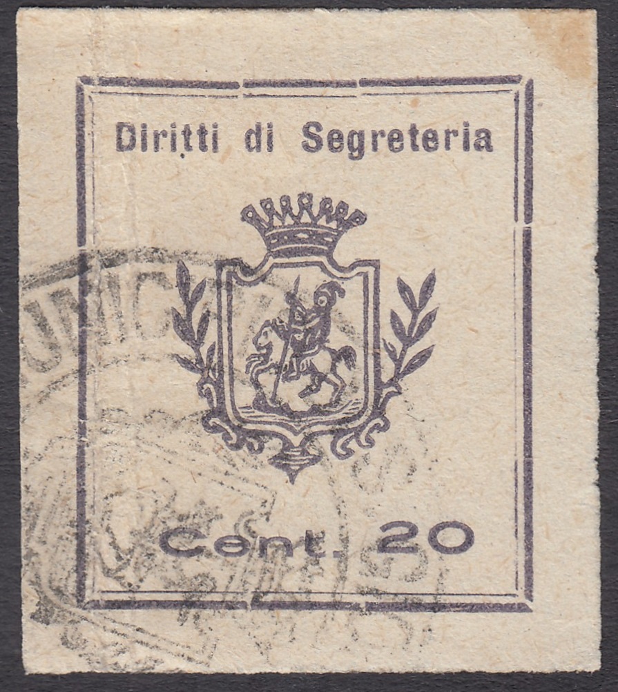 Marca da Bollo del Comune di SAN GIORGIO A CREMANO su Carta Bianca Sottile di dimensioni 27 x 31 mm