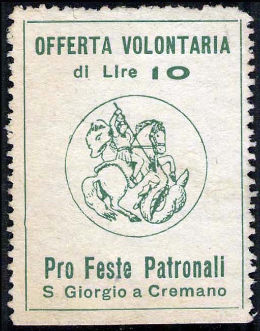Marca da Bollo del Comune di SAN GIORGIO A CREMANO su Carta Bianca di dimensioni 22 x 29 mm