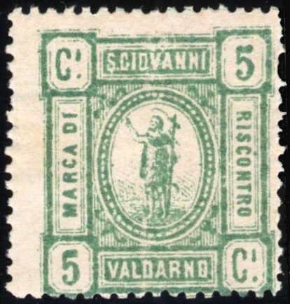 Marca da Bollo del Comune di SAN GIOVANNI VALDARNO su Carta Bianca di dimensioni 23 x 27 mm