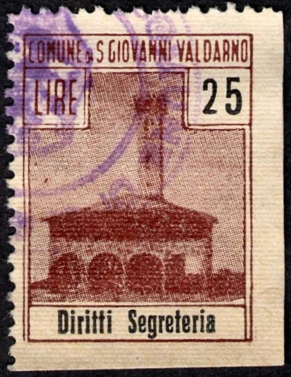 Marca da Bollo del Comune di SAN GIOVANNI VALDARNO su Carta Bianca Sottile di dimensioni 22 x 30 mm