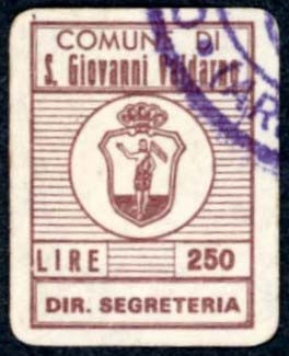 Marca da Bollo del Comune di SAN GIOVANNI VALDARNO su Carta Bianca di dimensioni 13 x 19 mm
