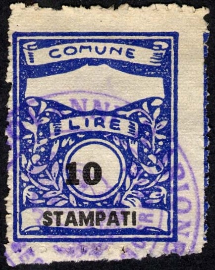 Marca da Bollo del Comune di SAN GIOVANNI ILARIONE su Carta Bianca di dimensioni 22,5 x 29 mm