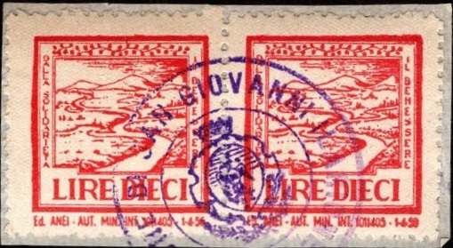 Marca da Bollo del Comune di SAN GIOVANNI ILARIONE su Carta Bianca di dimensioni 23 x 23 mm