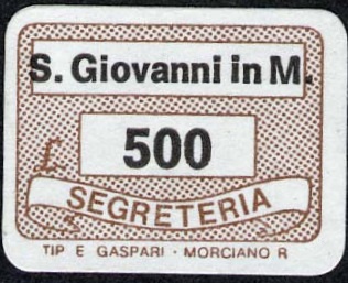 Marca da Bollo del Comune di SAN GIOVANNI IN MARIGNANO su Carta Bianca di dimensioni 19 x 14,5 mm