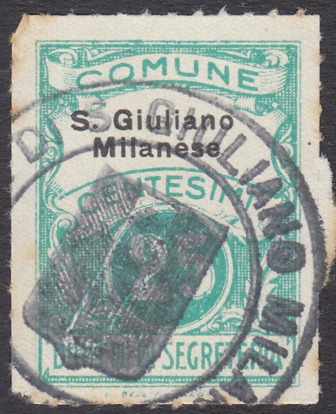 Marca da Bollo del Comune di SAN GIULIANO MILANESE su Carta Bianca di dimensioni 22 x 29 mm