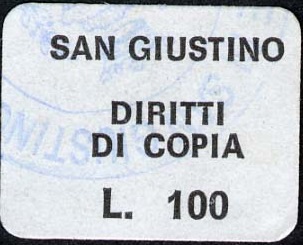 Marca da Bollo del Comune di SAN GIUSTINO su Carta Bianca di dimensioni 16 x 13 mm