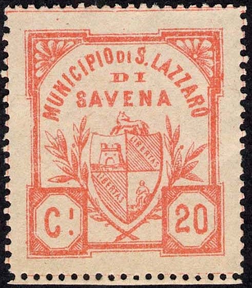 Marca da Bollo del Comune di SAN LAZZARO DI SAVENA su Carta Bianca di dimensioni 27 x 31 mm