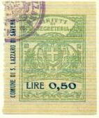 Marca da Bollo del Comune di SAN LAZZARO DI SAVENA su Carta Bianca Sottile di dimensioni 25,5 x 29,5 mm