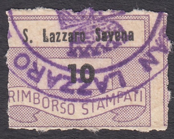 Marca da Bollo del Comune di SAN LAZZARO DI SAVENA su Carta Bianca di dimensioni 19,5 x 14,5 mm