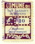 Marca da Bollo del Comune di SAN LAZZARO DI SAVENA su Carta Bianca Sottile di dimensioni 20 x 28 mm
