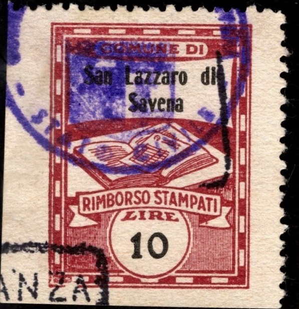 Marca da Bollo del Comune di SAN LAZZARO DI SAVENA su Carta Bianca di dimensioni 21 x 29 mm
