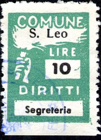 Marca da Bollo del Comune di SAN LEO su Carta Bianca di dimensioni 18 x 26 mm