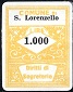 Marca da Bollo del Comune di SAN LORENZELLO su Carta Bianca di dimensioni 21,5 x 28 mm