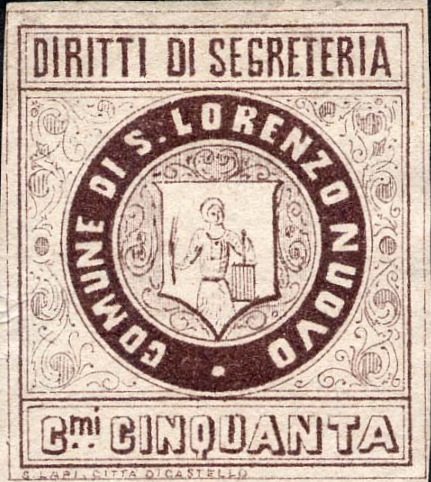 Marca da Bollo del Comune di SAN LORENZO NUOVO su Carta Bianca di dimensioni 29 x 32,5 mm