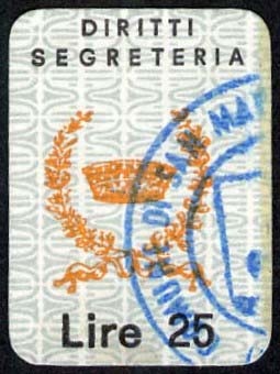 Marca da Bollo del Comune di SAN MARTINO D´AGRI su Carta Bianca di dimensioni 12 x 18 mm