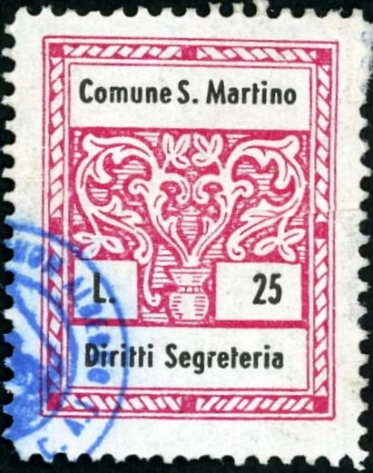 Marca da Bollo del Comune di SAN MARTINO BUON ALBERGO su Carta Bianca di dimensioni mm