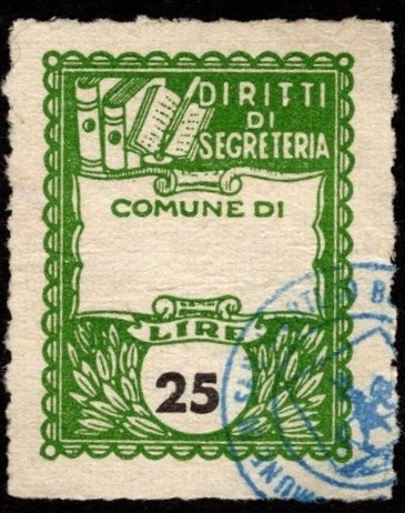 Marca da Bollo del Comune di SAN MARTINO BUON ALBERGO su Carta Bianca di dimensioni 22 x 29 mm