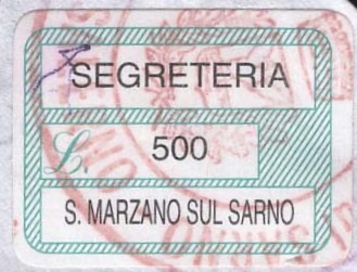 Marca da Bollo del Comune di SAN MARZANO SUL SARNO su Carta Bianca di dimensioni 20 x 14 mm