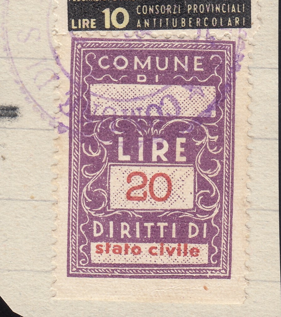 Marca da Bollo del Comune di SAN MAURIZIO D´OPAGLIO su Carta Bianca di dimensioni 21 X 32 mm