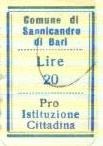 Marca da Bollo del Comune di SANNICANDRO DI BARI su Carta Bianca di dimensioni 18 x 26,5 mm