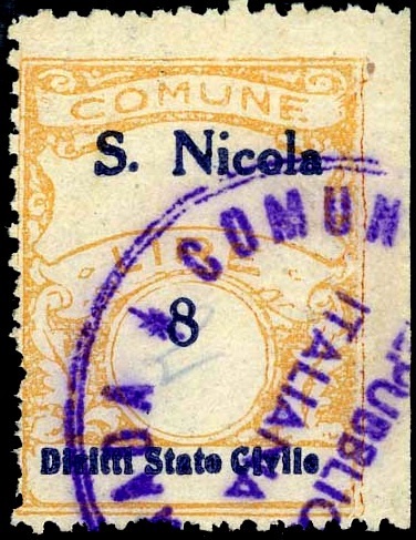Marca da Bollo del Comune di SAN NICOLA LA STRADA su Carta Bianca di dimensioni mm