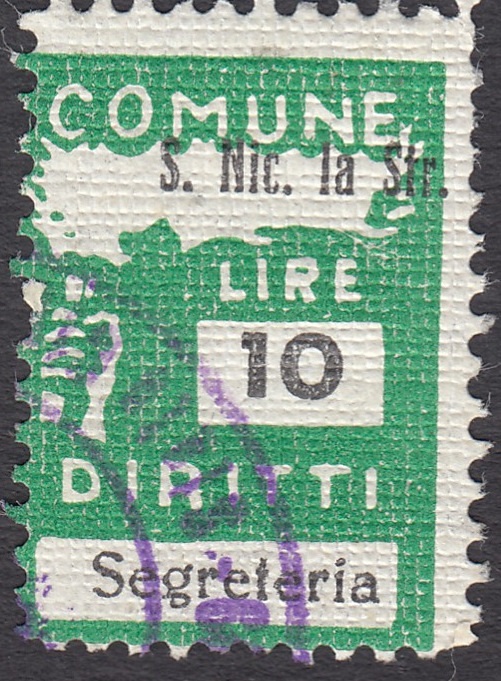 Marca da Bollo del Comune di SAN NICOLA LA STRADA su Carta Bianca Sottile di dimensioni 18,5 x 25 mm