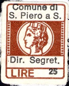 Marca da Bollo del Comune di SAN PIERO A SIEVE su Carta Bianca di dimensioni 16 x 20 mm
