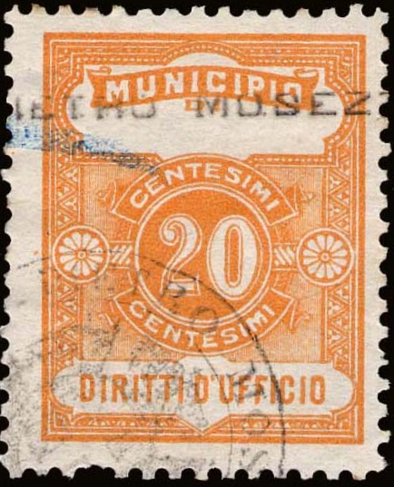 Marca da Bollo del Comune di SAN PIETRO MOSEZZO su Carta Bianca Sottile di dimensioni 22 x 29 mm