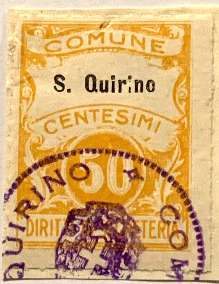 Marca da Bollo del Comune di SAN QUIRINO su Carta Bianca di dimensioni 22 x 30 mm
