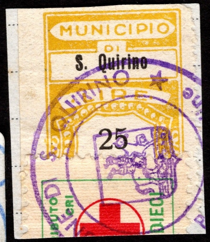Marca da Bollo del Comune di SAN QUIRINO su Carta Bianca di dimensioni 22 x 30 mm