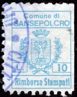 Marca da Bollo del Comune di SANSEPOLCRO su Carta Bianca di dimensioni mm