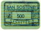 Marca da Bollo del Comune di SAN SOSTENE su Carta Verde di dimensioni 24 x 16,5 mm